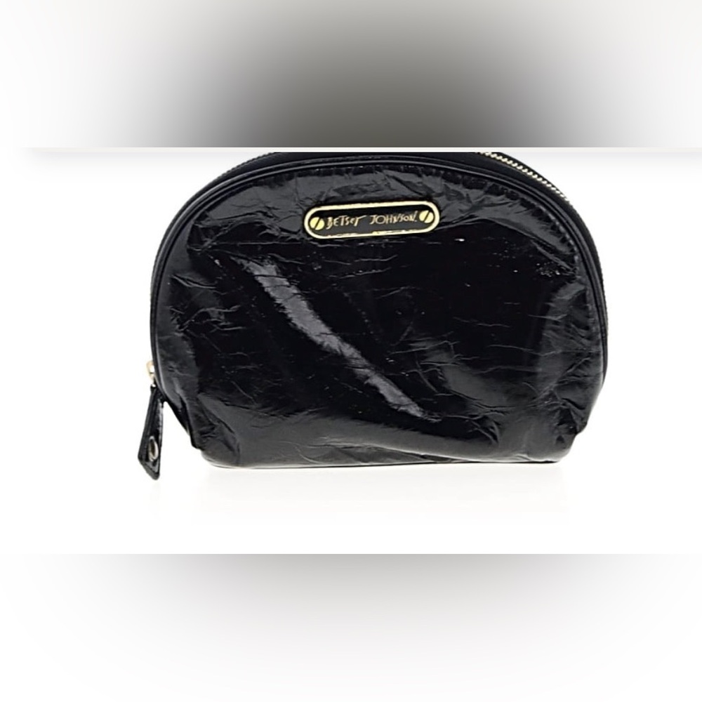 Betsey Johnson Black Patent Cosmetic Pouch